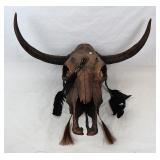Rustic Western Indian Motif Bull Skull Wall