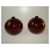 (2) Antique Northwestern Amber Fish Net Floats