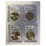 (4) 1972-S ICG-MS67 Eisenhower 40 % Silver Dollars