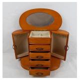 Vtg Wooden Armoire Style Jewelry Box