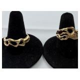 14K Diamond & Garnet Fluid Molten Design 15.72g