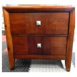 Walnut Two-Drawer Transitional Nightstand