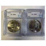 (2) 1972-S ICG-MS66 Eisenhower 40% Silver Dollars