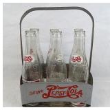Vtg Pepsi-Cola Embossed Metal 6-Pack Carrier
