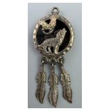.925 & Black Hills Gold Howling Wolf Pendant