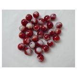 (30) Vintage Marbles Red Pink Swirls Translucent