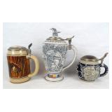 (3) Vintage Beer Steins - 3 Different Origins