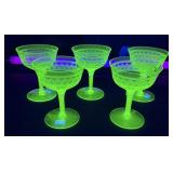Vintage Green Depression Uranium Vaseline Glasses