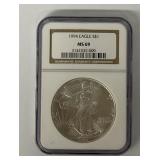 1994 American Eagle Silver Dollar MS 69 NGC