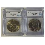 (2) 1971-S ICG-MS66 Eisenhower 40% Silver Dollars