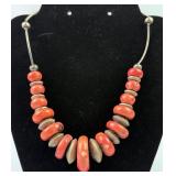 Navajo Necklace With Pink Coral & Sterling Silver