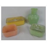 Vntg Anchor Hocking Vase & Refrigerator Dishes