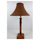 Vintage-Style Table Lamp, Wood Base, Fabic Shade