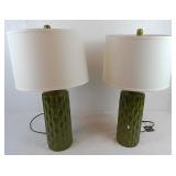 Vtg Avocado Green Glazed Ceramic MCM Lamps