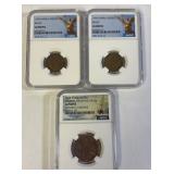 (3) 1954, 1808 Foreign Graded Coins India, Mexico