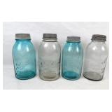 (4) 1/2 Gallon Antique Glass Canning Jars