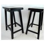 Black Backless Wooden Saddle-Seat Counter Stools