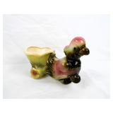 Vtg Hull Pottery Parrot w Flower Cart Planter