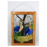 Handcrafted Stained Glass Window Panel Birds