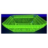 EAPG Vaseline Uranium Glass Wildflower Dish
