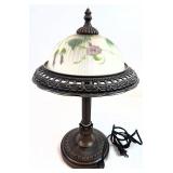 Frosted Glass Reverse Painted Floral Table Lamp