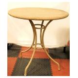 Vtg Creme Woven Rattan Wicker Round Accent Table