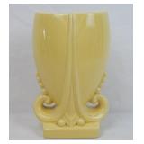 Vtg McCoy Pottery Yellow Scroll-Footed Vase