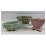 (3) Vintage Pottery Console Bowl & Vases