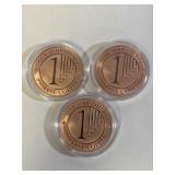 (3) 2010 Geiger Edelmetalle Copper Rounds .999
