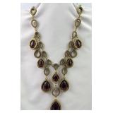 Vtg Goldette N.Y. Necklace Amethyst-Colored Glass