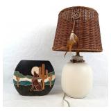 Southwestern Style Art Vase & Table Lamp