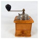 Vintage Small Wooden Hand-Crank Coffee Grinder