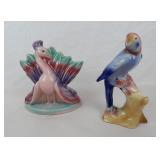 Lot Royal Copley Parrot & MCM Peacock Planter