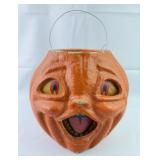 Vintage Papier-Mï¿½chï¿½ Jack-o'-Lantern Candy Bucket