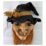 Vtg Paper-Mï¿½chï¿½ Witch Face Halloween Prop