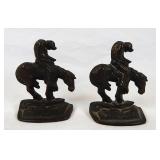 Vintage Cast Iron Small Bookends - Western Theme