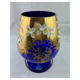 Vintage Bohemian Pedestal Enamel/Gold-Gilt Vase
