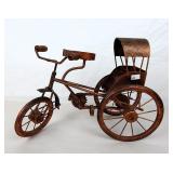 Vtg Rustic Iron Tricycle w/ Carriage Copper Finish