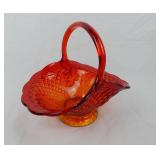 Vtg Fenton IN Glass Amberina Basket GLOWS