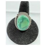 Signed Navajo Sterling Silver & Turquoise Ring