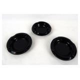 Vintage Black Glass Round Ashtrays (3)