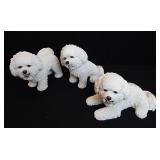 (3) White Resin Bichon Frise Dog Figurines
