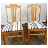 Pair of Oak Wood Dining Side Chairs