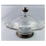 Vintage Candy Dish Glass And Sterling Silver