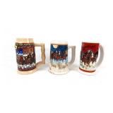 (3) Collectible Budweiser Holiday Steins