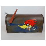 Vtg Mr. Horsepower Angry Woodpecker Metal Mailbox