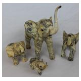 (4) Vtg Crushed Oyster Shell Elephant Figurines