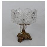 Vtg Hollywood Regency Cut Crystal Centerpiece Bowl