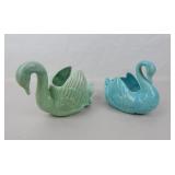 Lot Vtg MCM Ceramic Swan Planters