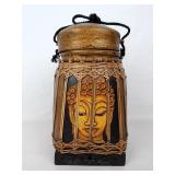 Vtg Thai Buddha Hand Woven Bamboo Rattan Rice Box
